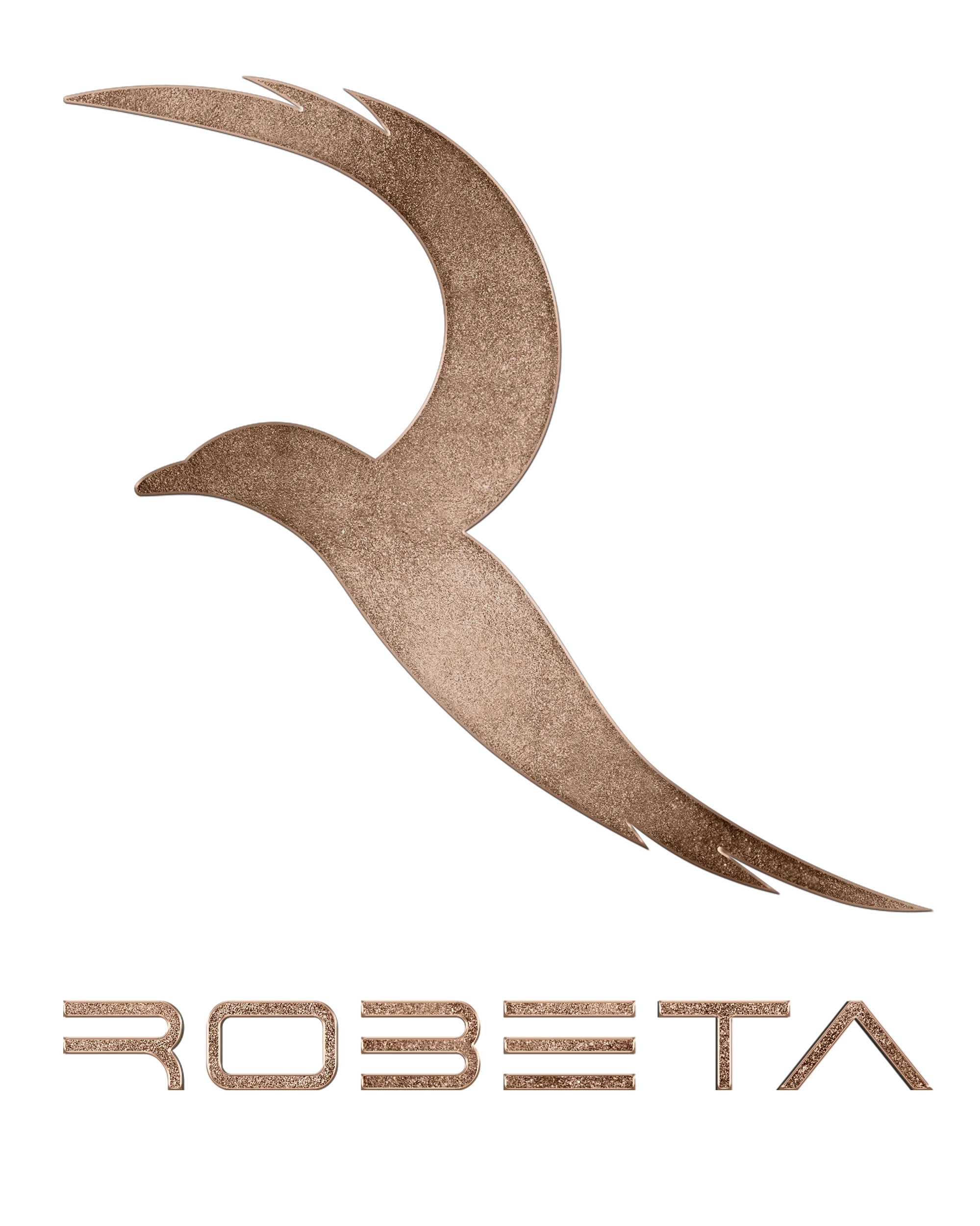 Stylized bronze bird logo above the word 'ROBETA' in matching bronze letters.