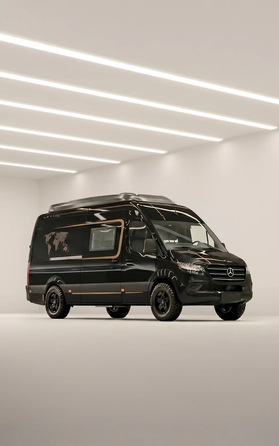 Robeta Hercules Mercedes-Benz campervan in a light studio